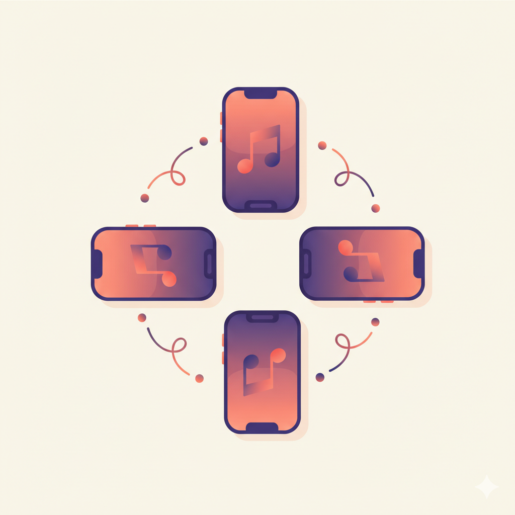 Several phones joining the same Jamrz party room