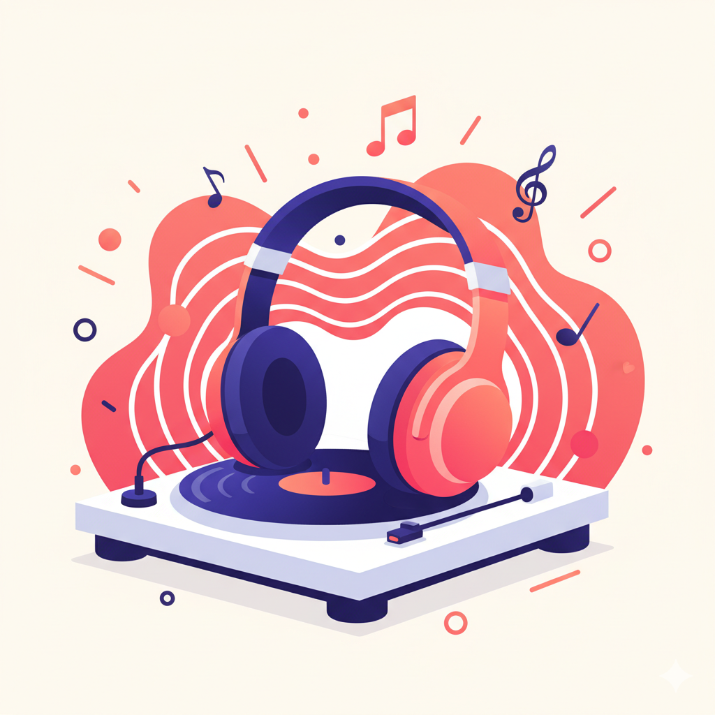 Headphones and a phone ready for Jamrz music preview playback